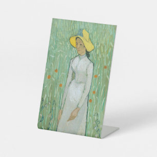 Mädchen in Weiß von Vincent van Gogh Sockelschild
