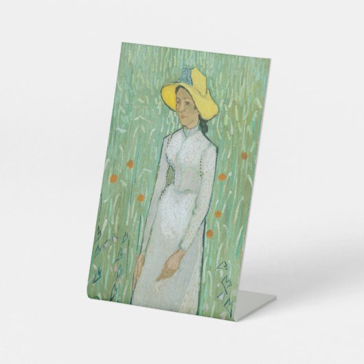 Mädchen in Weiß von Vincent van Gogh Sockelschild (Vorderseite)
