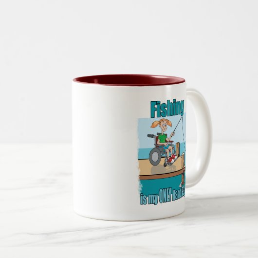 Mädchen in WheelChair Angeln Zweifarbige Tasse (VorderseiteRechts)