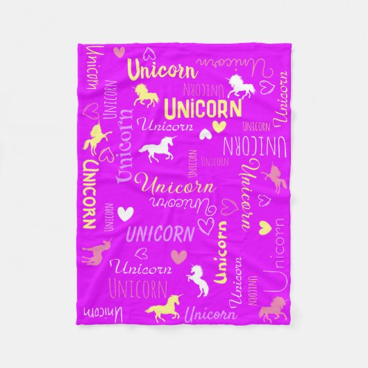 Mädchen individuell anpassbare magische Einhorn Ro Fleecedecke (Vorderseite)