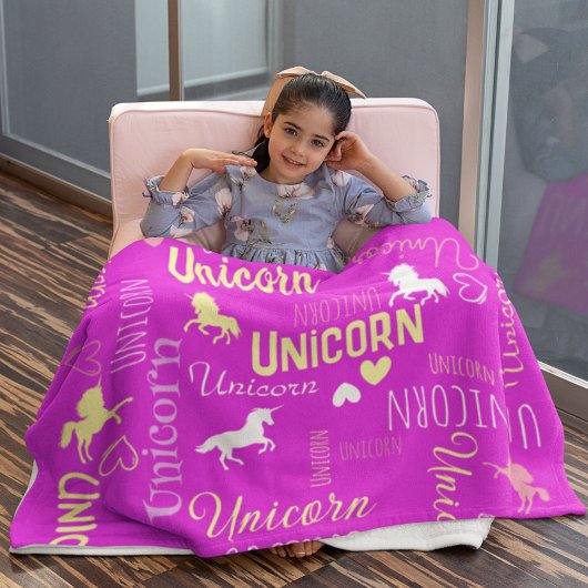 Mädchen individuell anpassbare magische Einhorn Ro Fleecedecke