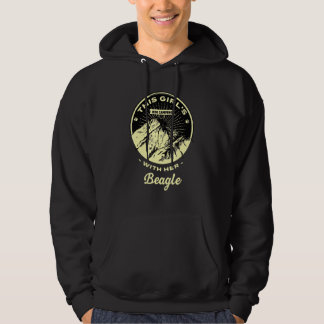 Mädchen ins Camping mit ihrem Beagle Englisch Beag Hoodie