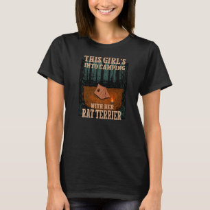Mädchen ins Camping mit ihrem Ratten Terrier Hund  T-Shirt