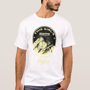 Mädchen ins Camping mit ihrem ungarischen Vizsla-P T-Shirt