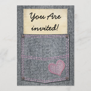 Mädchen Jeans Tasche Party Einladungen