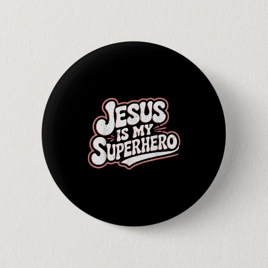Mädchen Jesus ist mein Superheld Christlicher Klei Button (Vorderseite)