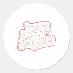 Mädchen Jesus ist mein Superheld Christlicher Klei Runder Aufkleber