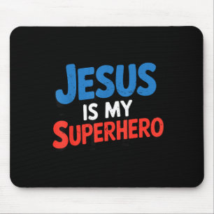 Mädchen Jesus ist Superheld christliches Kleinkind Mousepad