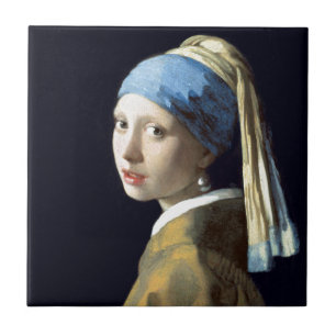 Mädchen Johannes Vermeer mit einem Perlen-Ohrring Fliese