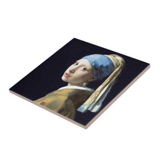 Mädchen Johannes Vermeer mit einem Perlen-Ohrring Fliese (Seite)