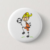 Mädchen-jonglierender Fußball-Knopf Button (Vorderseite)