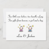 Mädchen / Junge Maßgeschneiderte Zwillingsbabys Gl Karte (Vorderseite)