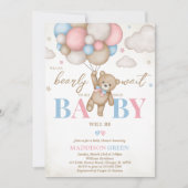 Mädchen Junge wir können frühes Abwarten Baby-Dusc Einladung (Vorderseite)