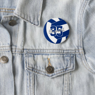 Mädchen Jungen Blau Weiß Volleyball-Mannschaftsfar Button