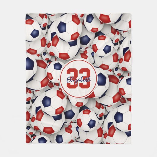 Mädchen Jungen endlose Rot-Blau-Fußball Fleecedecke (Vorderseite)