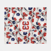 Mädchen Jungen endlose Rot-Blau-Fußball Fleecedecke (Vorderseite (Horizontal))