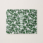 Mädchen Jungen Grüne Volleyball-Sportspiele Puzzle (Horizontal)