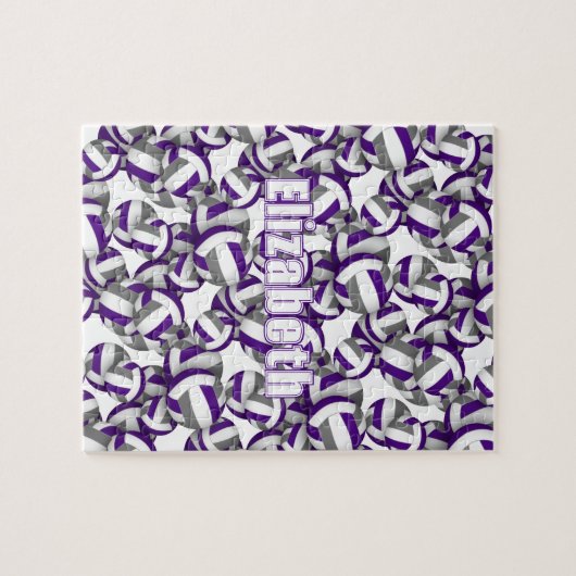 Mädchen Jungen lila Grauer Volleyball Sportgeschen Puzzle (Horizontal)