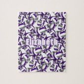 Mädchen Jungen lila Grauer Volleyball Sportgeschen Puzzle (Vertikal)