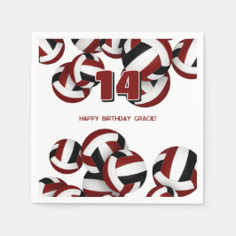 Mädchen Jungen Maroon schwarze Volleyballs Geburts Serviette