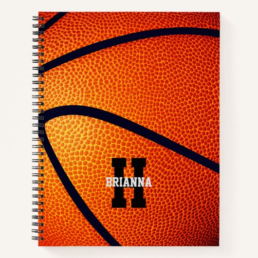 Mädchen Jungen mit Monogramm Basketball Notizblock (Vorderseite)