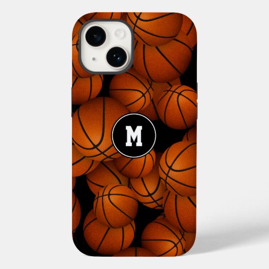 Mädchen Jungen mit Monogramm Basketballmuster Case-Mate iPhone Hülle (Rückseite)