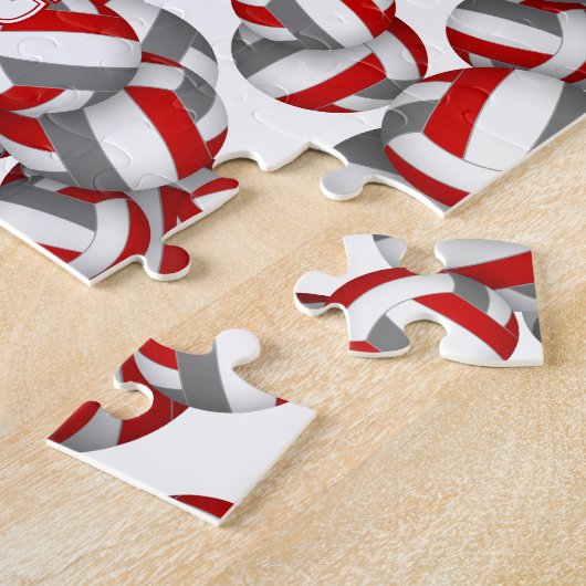 Mädchen Jungen Rot Graue Mannschaft Farben Volleyb Puzzle (Seite)