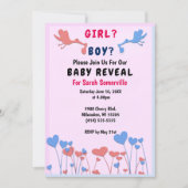 Mädchen, Jungfrau, Storch, Herz-Blume Kinderdusche Einladung (Vorderseite)