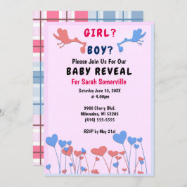 Mädchen, Jungfrau, Storch, Herz-Blume Kinderdusche Einladung