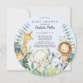 Mädchen Jungle Animals Boys Kinderdusche Einladung (Vorderseite)