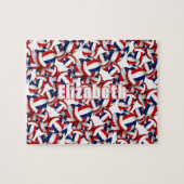 Mädchen Jungs benennen rotes blaues Volleyballteam Puzzle (Horizontal)