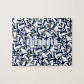 Mädchen Jungs blaue graue Volleyballsportgeschenke Puzzle (Horizontal)