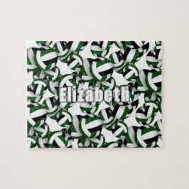 Mädchen Jungs grüne schwarze Volleyballmannschaft Puzzle