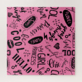 Mädchen kalligrafisch: Nahtloses Modedesign Puzzle (Horizontal)