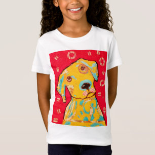 Mädchen-Kappen-Hülsen-T - Shirt mit neugierigem