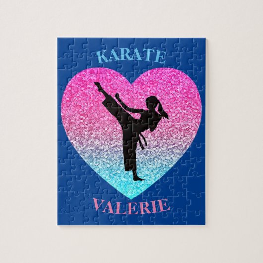 Mädchen Karate Blau Puzzle (Vertikal)