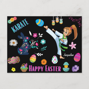 Mädchen Karate Frohe Ostern Dekorative Postkarte