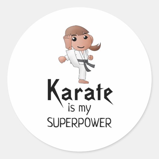 Mädchen - Karate ist meine Supermacht Runder Aufkleber (Vorderseite)