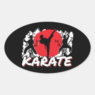 Mädchen Karate - Patriotisches Japan Japanisches T Ovaler Aufkleber
