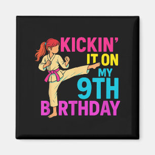 Mädchen Karate Taekwondo Kickin 9. Geburtstag Mart Magnet