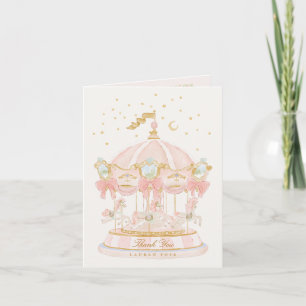 Mädchen Karussell Prinzessin Sterne Bogen Rosa Bab Dankeskarte