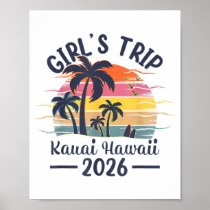 Mädchen Kauai Hawaii Strandurlaub Vintage Poster