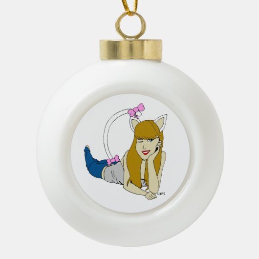 Mädchen Keramik Kugel-Ornament (Vorderseite)