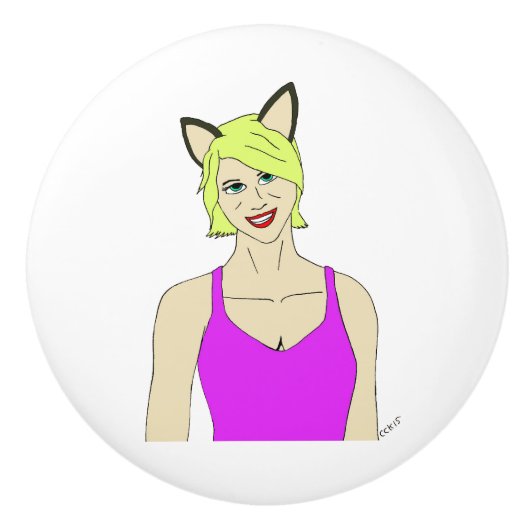 Mädchen Keramikknauf (Vorderseite)