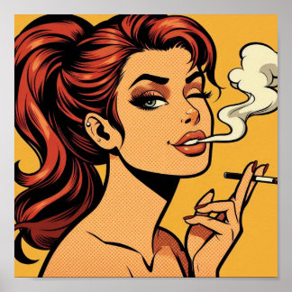 Mädchen Kifferin | Comic- Pop-Art | Rauchende Lieb Poster