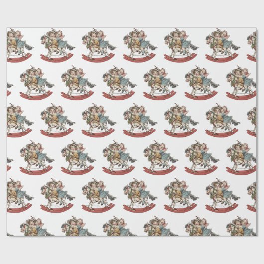 Mädchen Kinder am Weihnachtshorn Geschenkpapier (Flach)