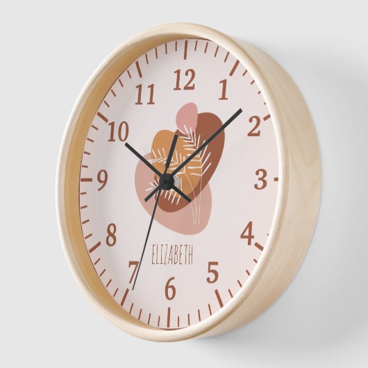 Mädchen Kinder Soft Boho Wasserfarbe Leaf & Name U Uhr (Winkel)