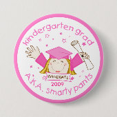 Mädchen-Kindergarten-Absolvent/Abschluss-Knopf Button (Vorderseite)