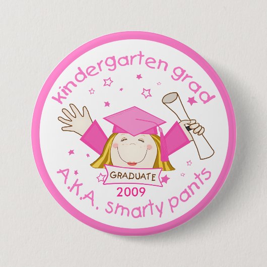 Mädchen-Kindergarten-Absolvent/Abschluss-Knopf Button (Vorderseite)