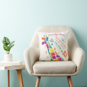 Mädchen-Kinderzimmer-Baby-Geburtsurkunde-Giraffe-P Kissen